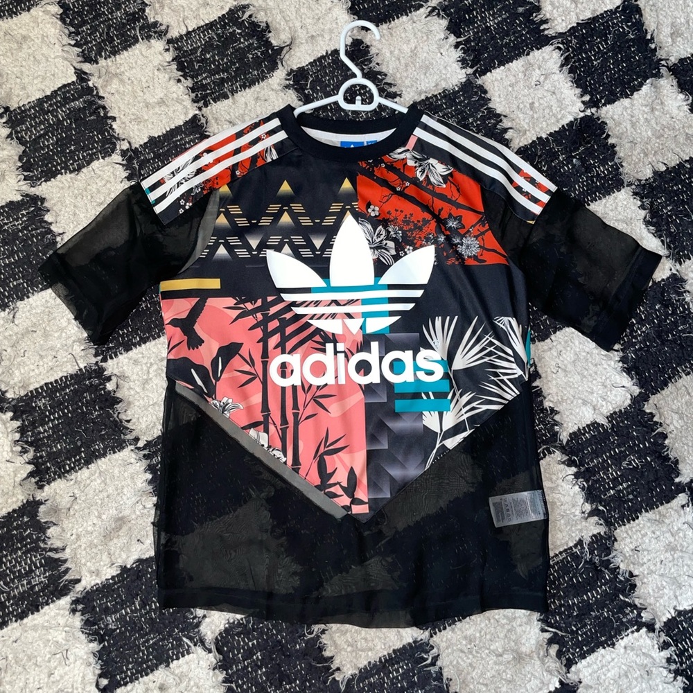 Adidas sheer mixed floral jersey